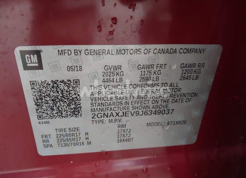 Photo 9 of 2018 Chevrolet Equinox LT (VIN 2GNAXJEV9J6349037)