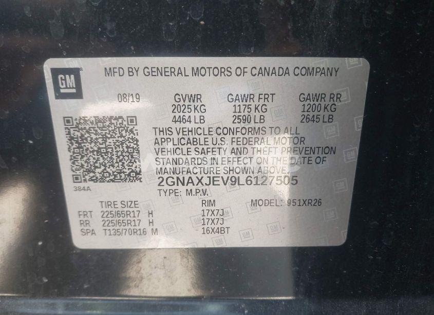 Photo 9 of 2020 Chevrolet Equinox FWD 2FL (VIN 2GNAXJEV9L6127505)