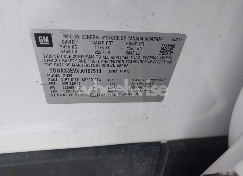 Photo 9 of 2018 Chevrolet Equinox LT (VIN 2GNAXJEVXJ6107518)