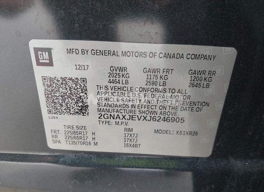 Photo 9 of 2018 Chevrolet Equinox LT (VIN 2GNAXJEVXJ6246905)