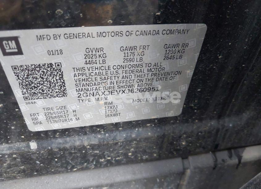 Photo 9 of 2018 Chevrolet Equinox LT (VIN 2GNAXJEVXJ6260951)