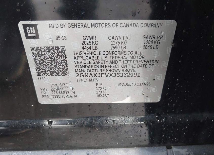 Photo 9 of 2018 Chevrolet Equinox LT (VIN 2GNAXJEVXJ6332991)