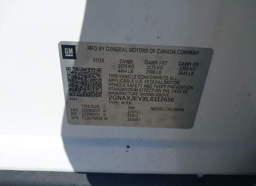 Photo 9 of 2020 Chevrolet Equinox FWD 2FL (VIN 2GNAXJEVXL6112656)