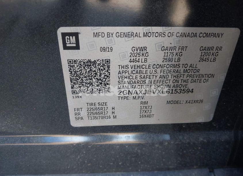 Photo 9 of 2020 Chevrolet Equinox FWD 2FL (VIN 2GNAXJEVXL6153594)