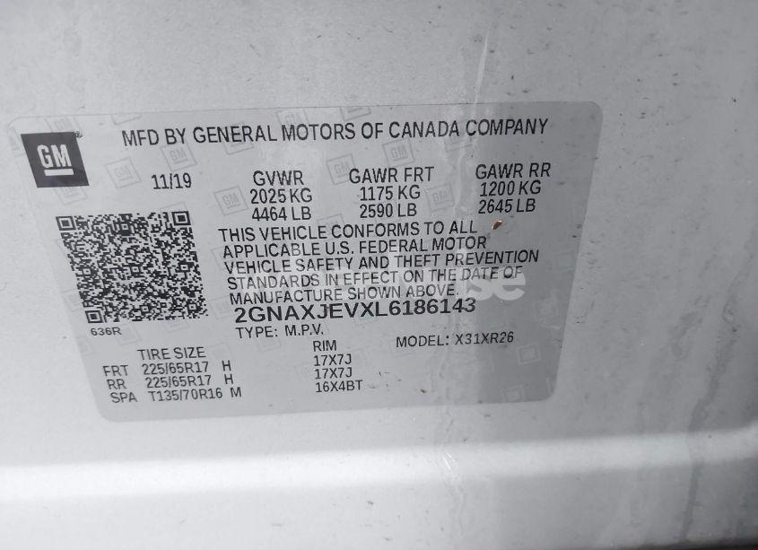Photo 9 of 2020 Chevrolet Equinox FWD 2FL (VIN 2GNAXJEVXL6186143)