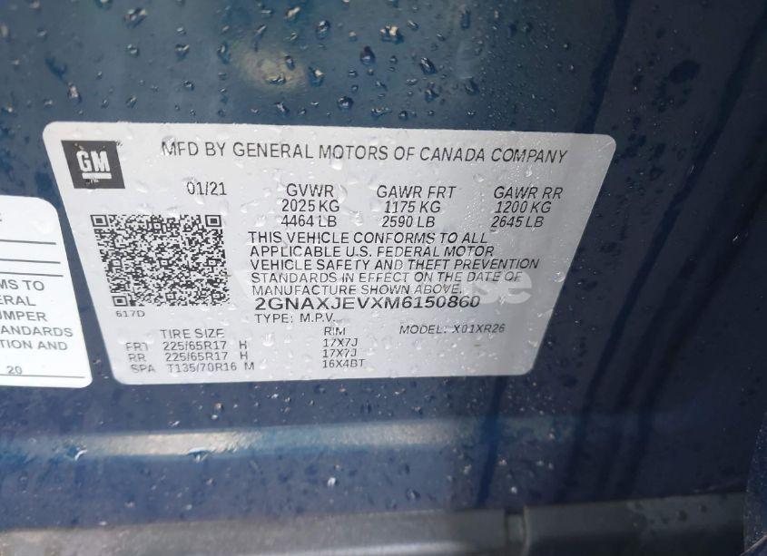 Photo 9 of 2021 Chevrolet Equinox FWD 2FL (VIN 2GNAXJEVXM6150860)