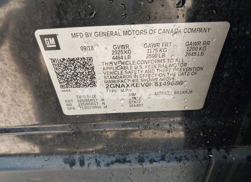 Photo 9 of 2019 Chevrolet Equinox LT (VIN 2GNAXKEV0K6149686)