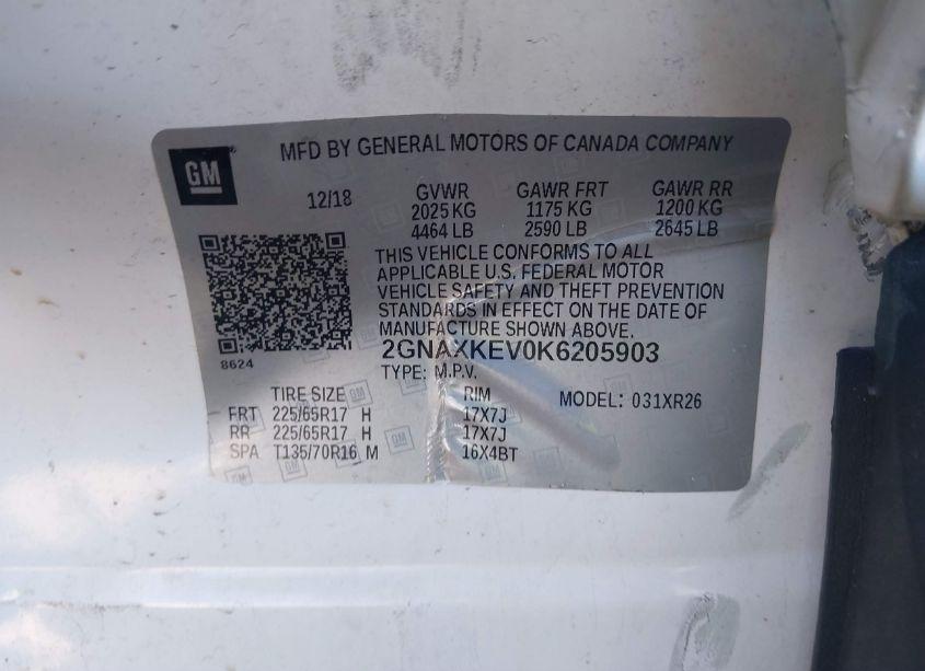 Photo 9 of 2019 Chevrolet Equinox LT (VIN 2GNAXKEV0K6205903)