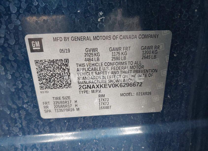 Photo 9 of 2019 Chevrolet Equinox LT (VIN 2GNAXKEV0K6296672)