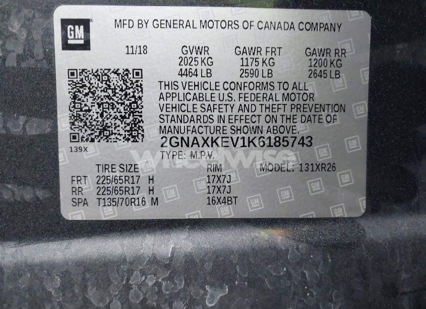 Photo 9 of 2019 Chevrolet Equinox LT (VIN 2GNAXKEV1K6185743)