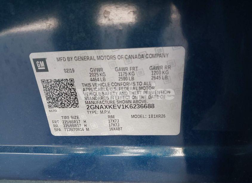 Photo 9 of 2019 Chevrolet Equinox LT (VIN 2GNAXKEV1K6236688)