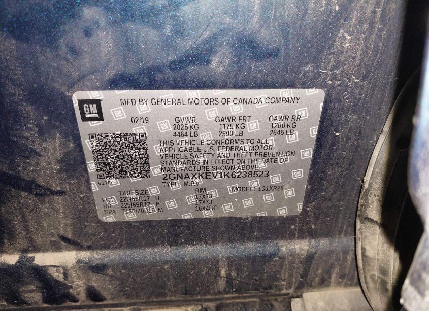 Photo 9 of 2019 Chevrolet Equinox LT (VIN 2GNAXKEV1K6238523)