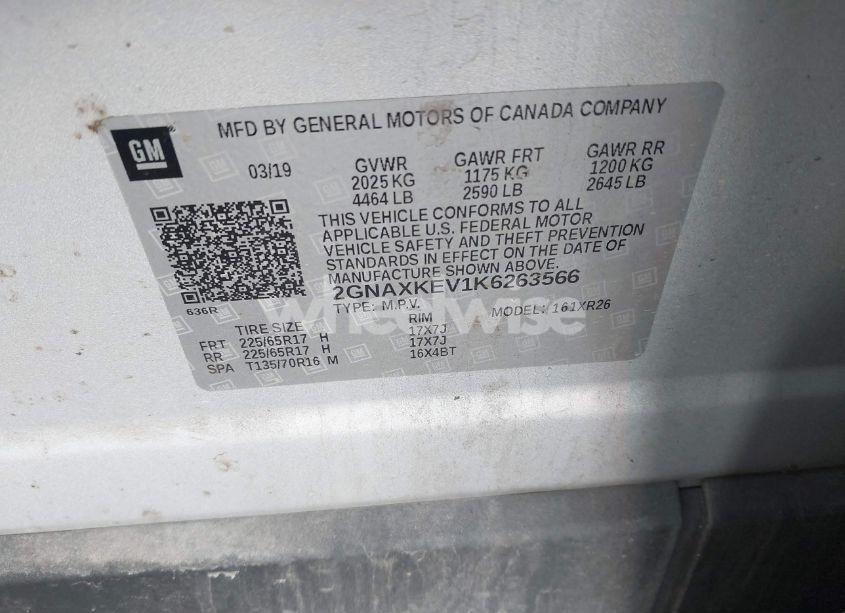 Photo 9 of 2019 Chevrolet Equinox LT (VIN 2GNAXKEV1K6263566)