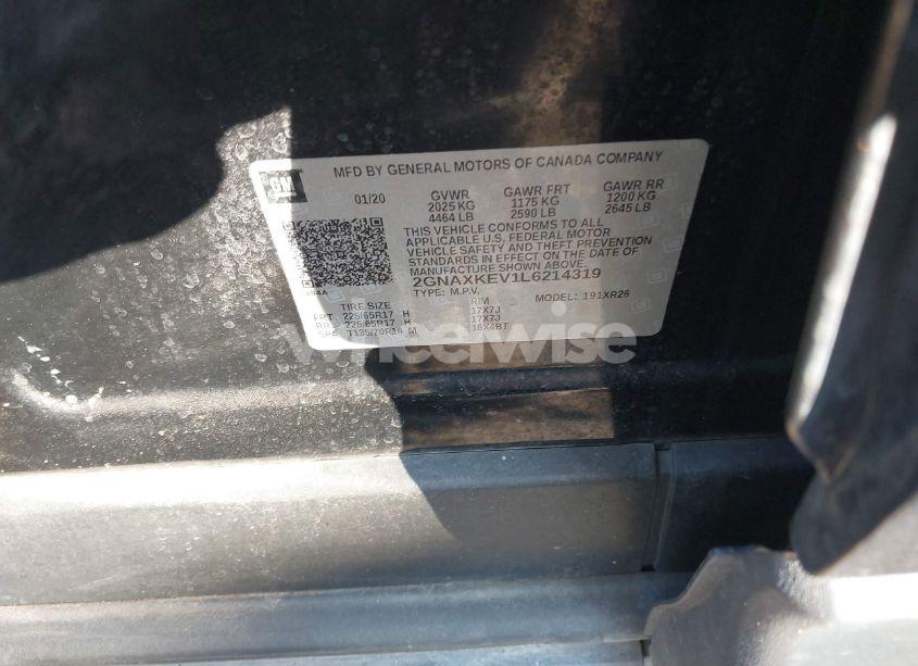 Photo 9 of 2020 Chevrolet Equinox FWD LT 1.5L TURBO (VIN 2GNAXKEV1L6214319)