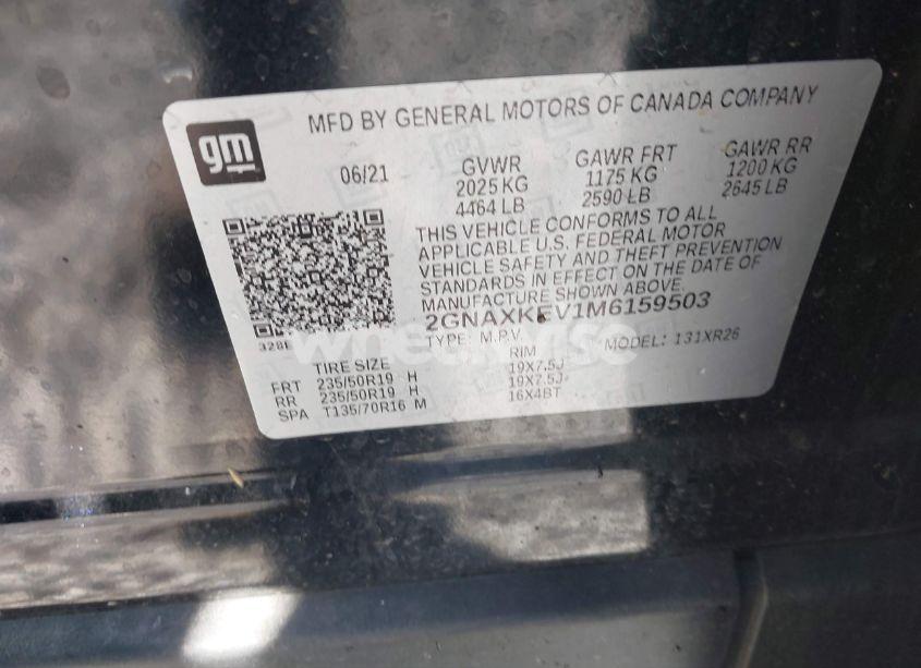 Photo 9 of 2021 Chevrolet Equinox FWD LT (VIN 2GNAXKEV1M6159503)