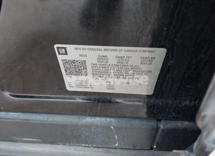 Photo 9 of 2019 Chevrolet Equinox LT (VIN 2GNAXKEV2K6148877)