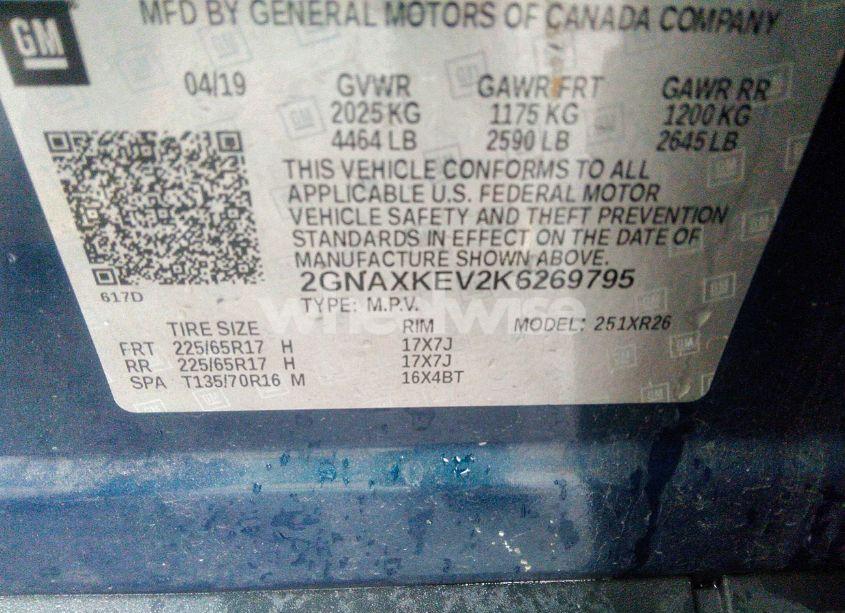 Photo 9 of 2019 Chevrolet Equinox LT (VIN 2GNAXKEV2K6269795)