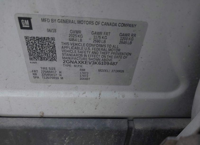 Photo 9 of 2019 Chevrolet Equinox LT (VIN 2GNAXKEV3K6109487)