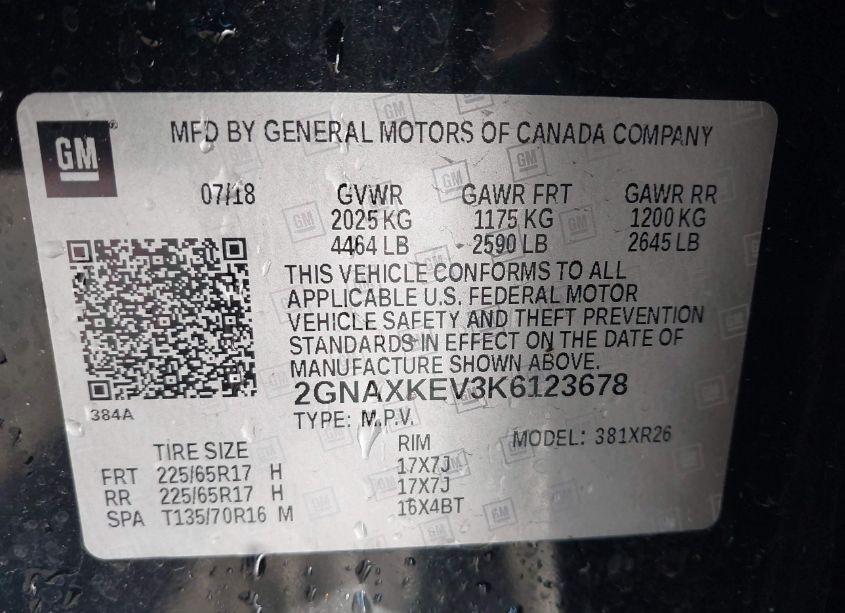 Photo 9 of 2019 Chevrolet Equinox LT (VIN 2GNAXKEV3K6123678)