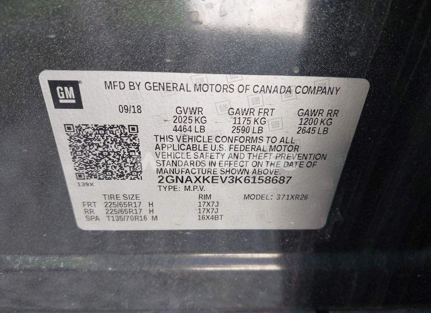 Photo 9 of 2019 Chevrolet Equinox LT (VIN 2GNAXKEV3K6158687)