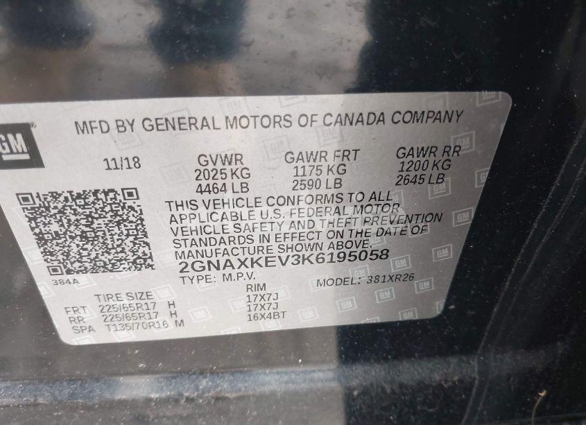 Photo 9 of 2019 Chevrolet Equinox LT (VIN 2GNAXKEV3K6195058)