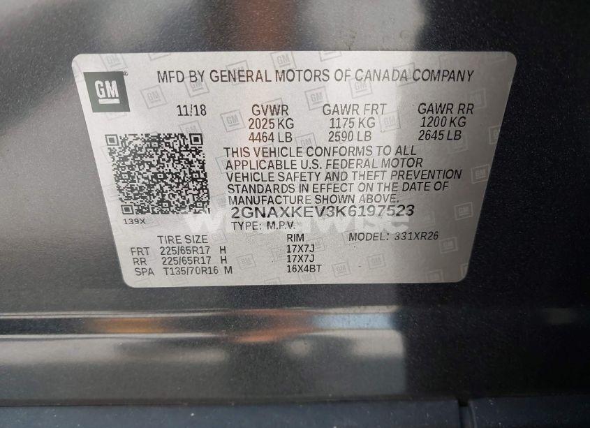 Photo 9 of 2019 Chevrolet Equinox LT (VIN 2GNAXKEV3K6197523)