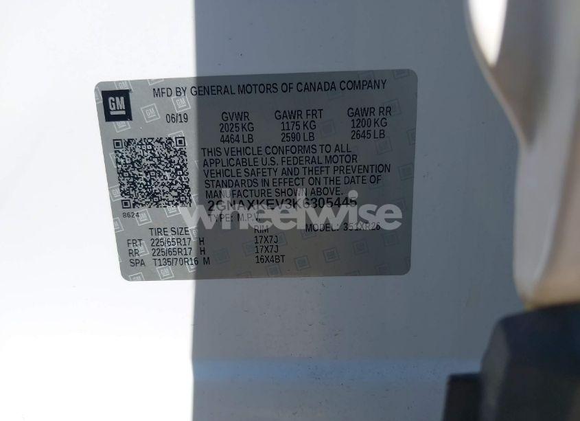 Photo 9 of 2019 Chevrolet Equinox LT (VIN 2GNAXKEV3K6305445)