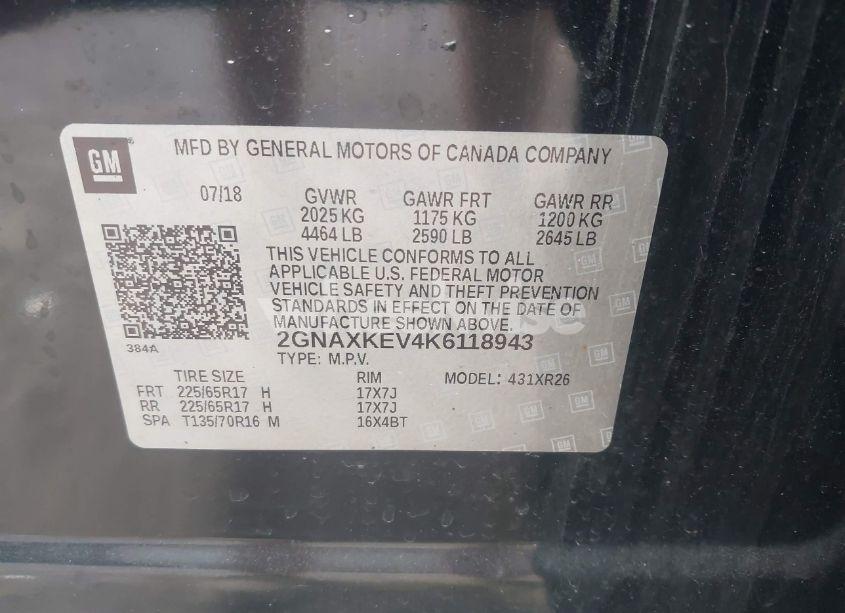 Photo 9 of 2019 Chevrolet Equinox LT (VIN 2GNAXKEV4K6118943)