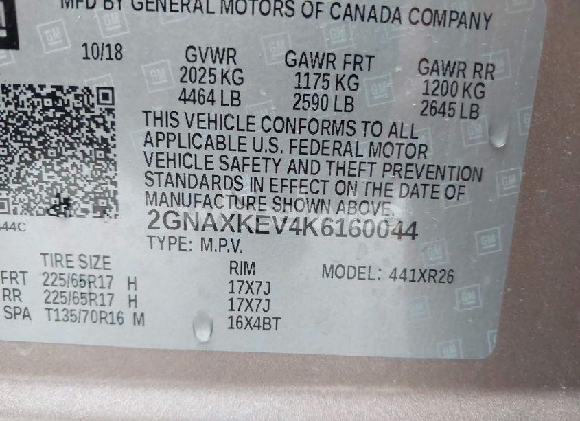 Photo 9 of 2019 Chevrolet Equinox LT (VIN 2GNAXKEV4K6160044)