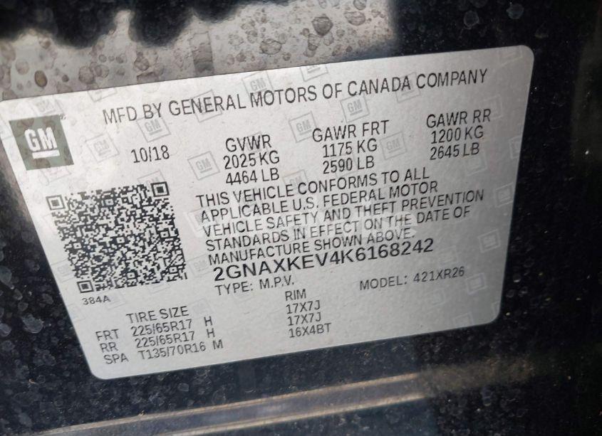 Photo 9 of 2019 Chevrolet Equinox LT (VIN 2GNAXKEV4K6168242)