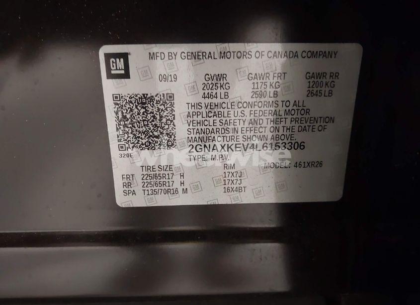 Photo 9 of 2020 Chevrolet Equinox FWD LT 1.5L TURBO (VIN 2GNAXKEV4L6153306)