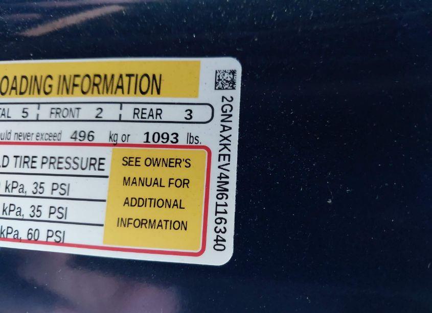 Photo 9 of 2021 Chevrolet Equinox FWD LT (VIN 2GNAXKEV4M6116340)