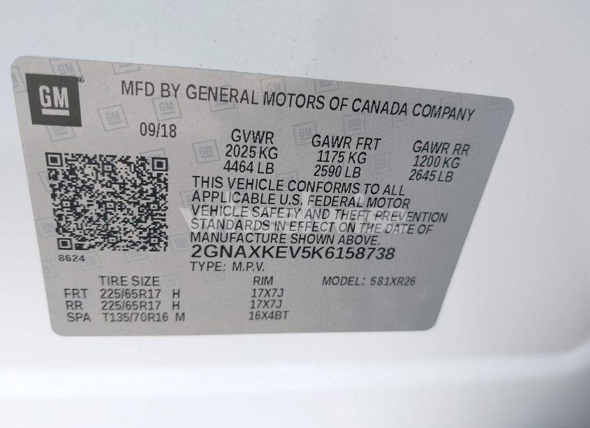 Photo 9 of 2019 Chevrolet Equinox LT (VIN 2GNAXKEV5K6158738)