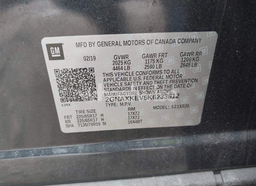 Photo 9 of 2019 Chevrolet Equinox LT (VIN 2GNAXKEV5K6233812)