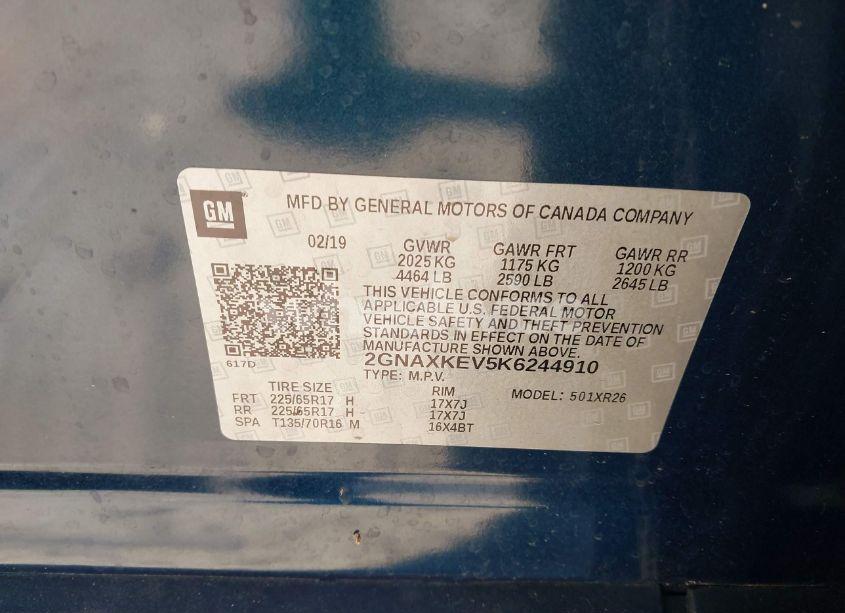 Photo 9 of 2019 Chevrolet Equinox LT (VIN 2GNAXKEV5K6244910)