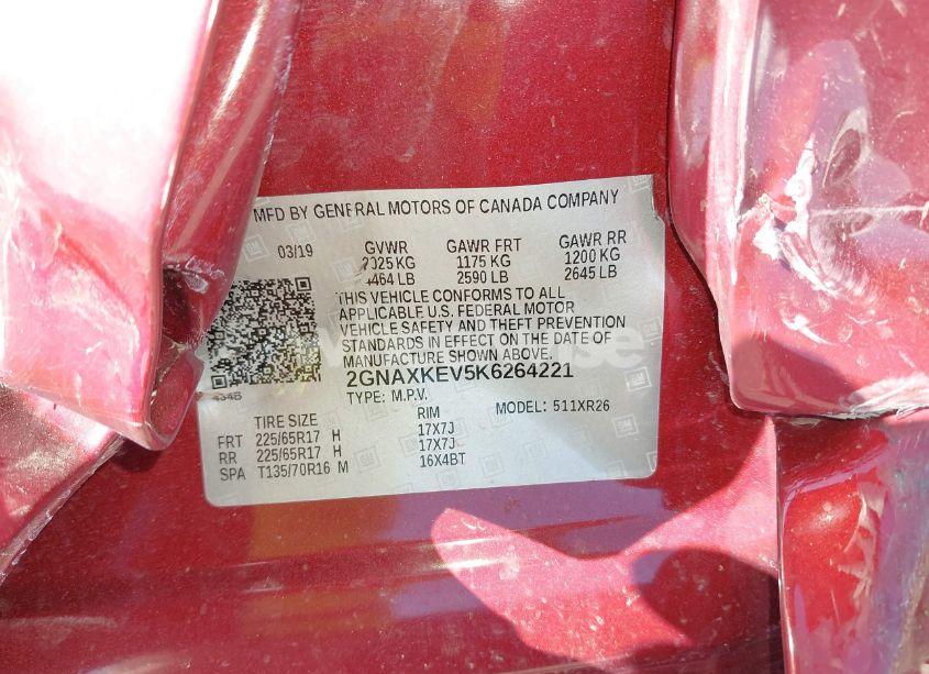 Photo 9 of 2019 Chevrolet Equinox LT (VIN 2GNAXKEV5K6264221)