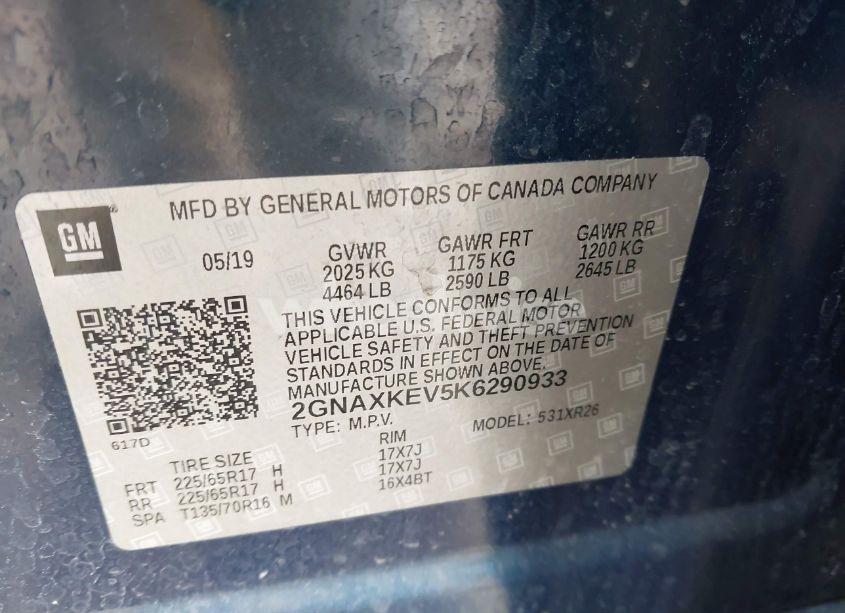 Photo 9 of 2019 Chevrolet Equinox LT (VIN 2GNAXKEV5K6290933)