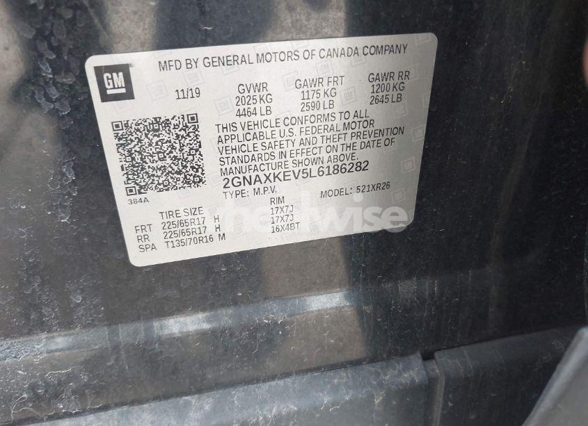 Photo 9 of 2020 Chevrolet Equinox FWD LT 1.5L TURBO (VIN 2GNAXKEV5L6186282)