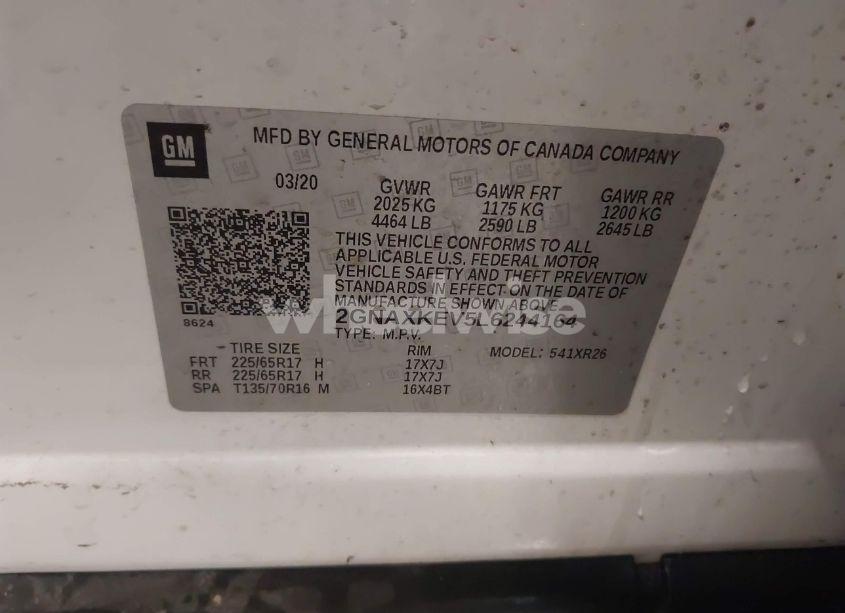 Photo 9 of 2020 Chevrolet Equinox FWD LT 1.5L TURBO (VIN 2GNAXKEV5L6244164)