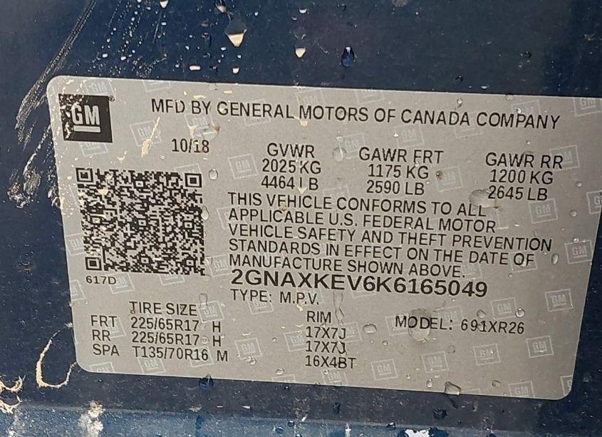 Photo 9 of 2019 Chevrolet Equinox LT (VIN 2GNAXKEV6K6165049)