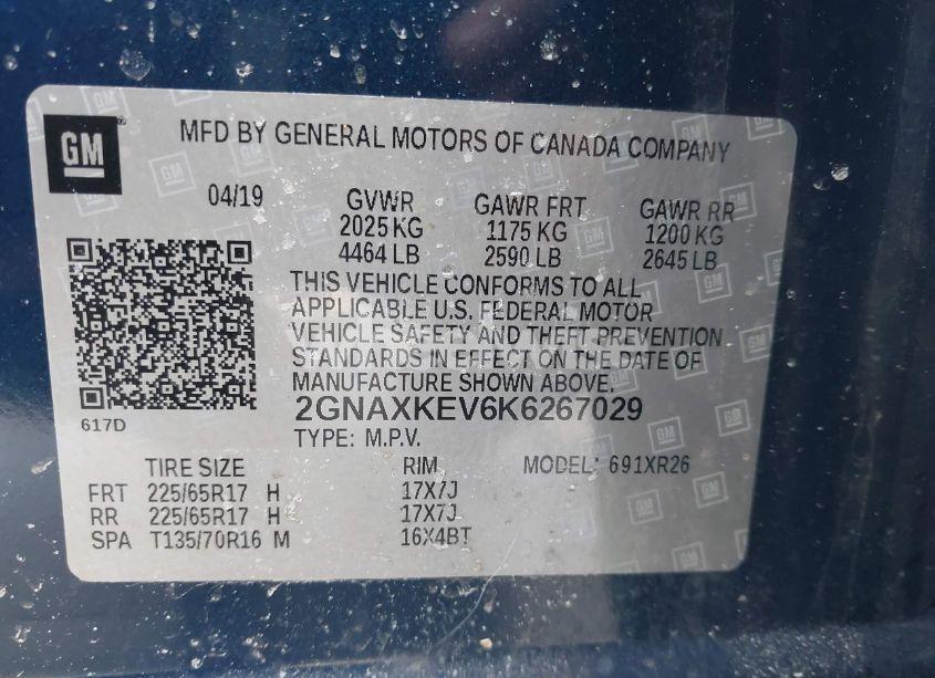 Photo 9 of 2019 Chevrolet Equinox LT (VIN 2GNAXKEV6K6267029)