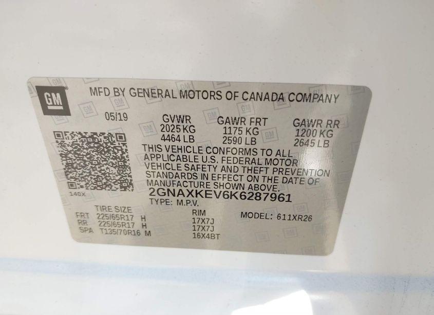 Photo 9 of 2019 Chevrolet Equinox LT (VIN 2GNAXKEV6K6287961)