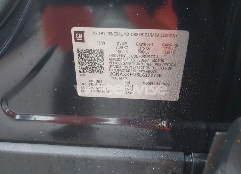 Photo 9 of 2020 Chevrolet Equinox FWD LT 1.5L TURBO (VIN 2GNAXKEV6L6172746)