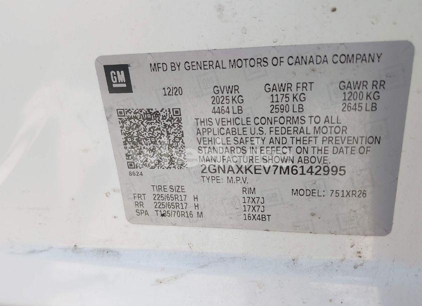 Photo 9 of 2021 Chevrolet Equinox FWD LT (VIN 2GNAXKEV7M6142995)