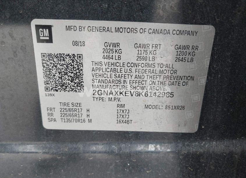 Photo 9 of 2019 Chevrolet Equinox LT (VIN 2GNAXKEV8K6142985)