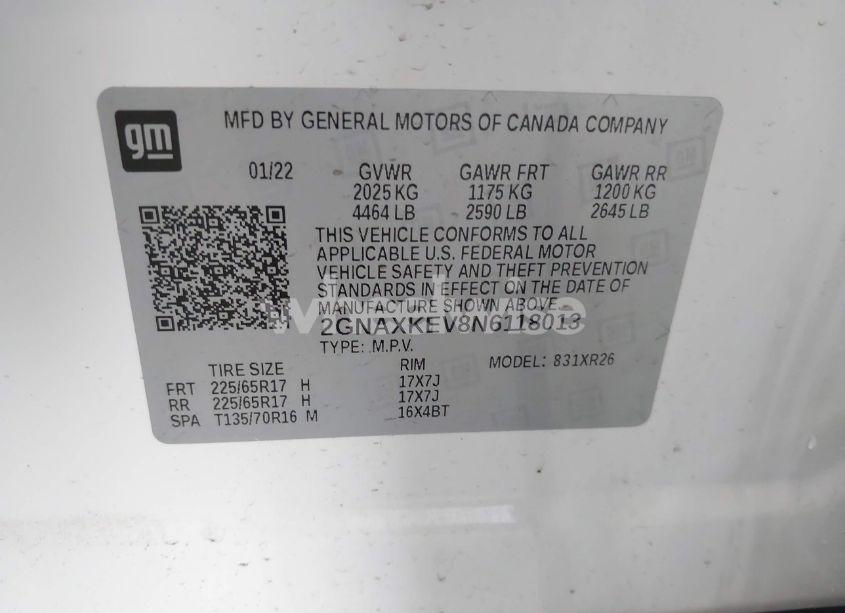 Photo 9 of 2022 Chevrolet Equinox FWD LT (VIN 2GNAXKEV8N6118013)