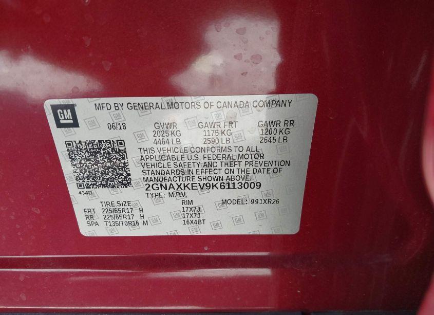 Photo 9 of 2019 Chevrolet Equinox LT (VIN 2GNAXKEV9K6113009)