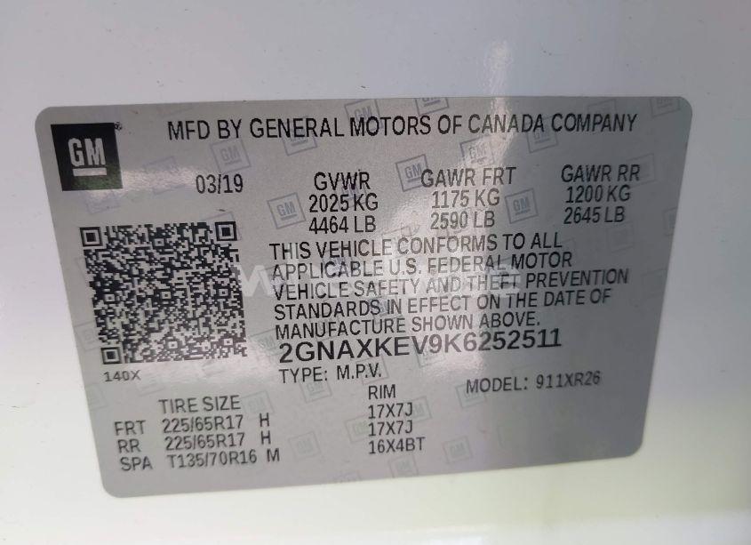 Photo 9 of 2019 Chevrolet Equinox LT (VIN 2GNAXKEV9K6252511)