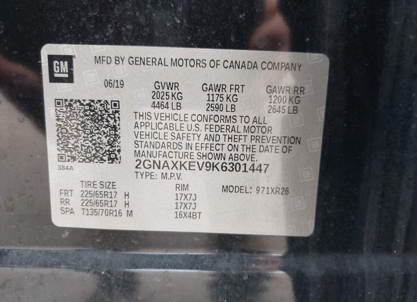 Photo 9 of 2019 Chevrolet Equinox LT (VIN 2GNAXKEV9K6301447)