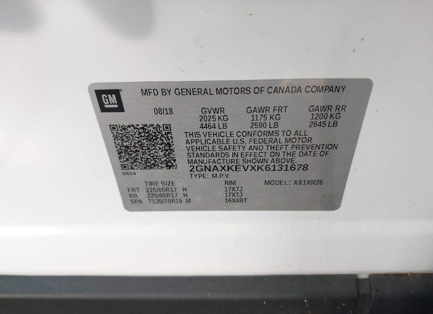 Photo 9 of 2019 Chevrolet Equinox LT (VIN 2GNAXKEVXK6131678)